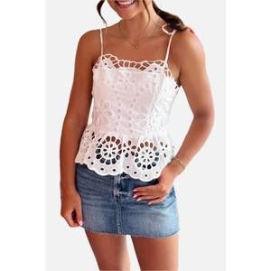 NEW NEEDII needii lace tie tank top in white